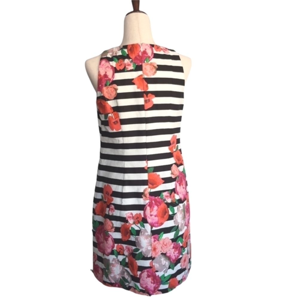 Sleeveless Sheath Dress Womens 6 Floral Striped Black and White Spring Party - Picture 9 of 12